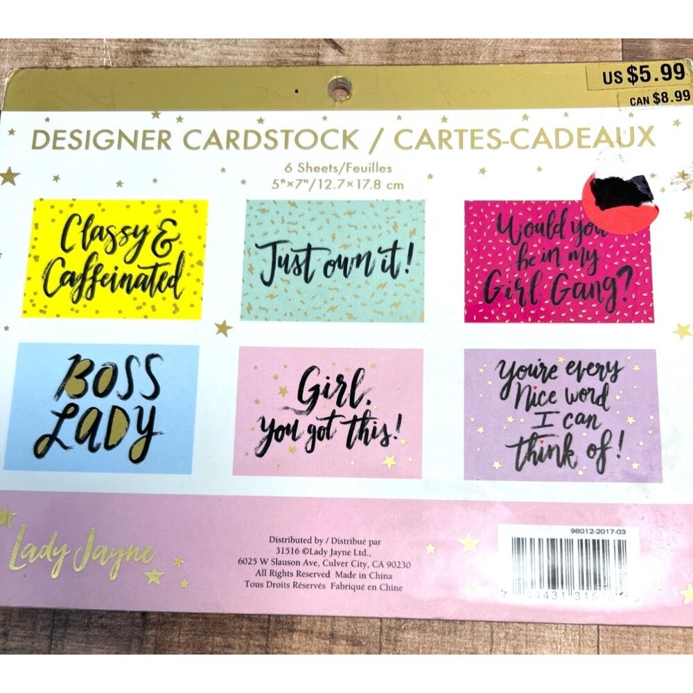 Designer Cardstock Pack With Assorted Motivational Quotes & Gold Accents 9801220